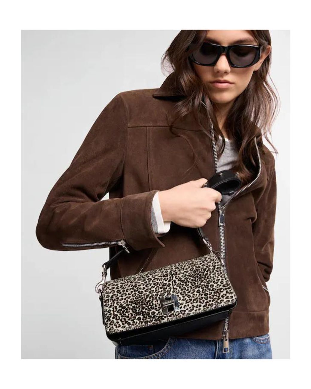 Hogan Gray Micro Pattern Crossbody Bag