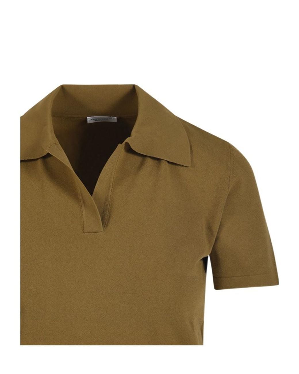 Roberto Collina Green Open Collar Polo Top
