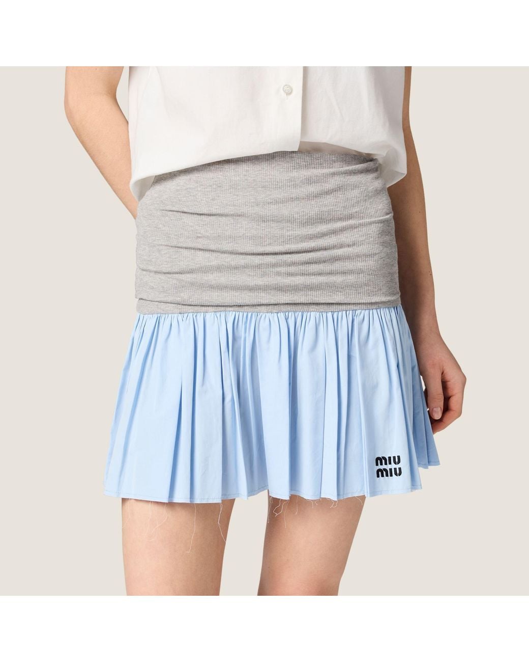 Miu Miu Blue Jersey And Poplin Skirt