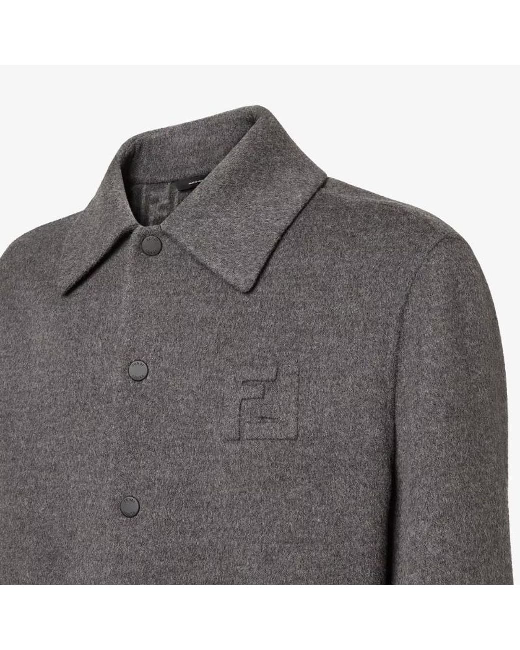 Fendi Gray Double Wool Jacket With Ff Detail for men