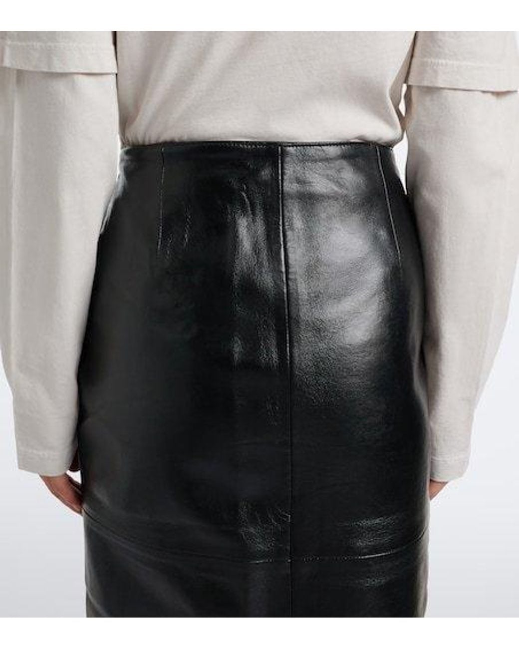 Agolde Black Hikson Leather-Blend Pencil Skirt