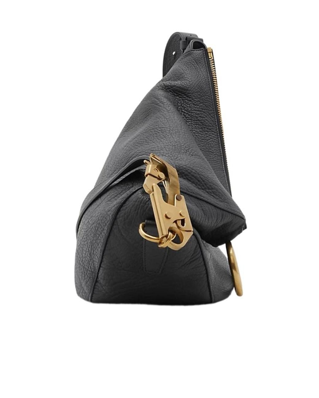 Burberry Black Medium Knight Ring Detailed Shoulder Bag