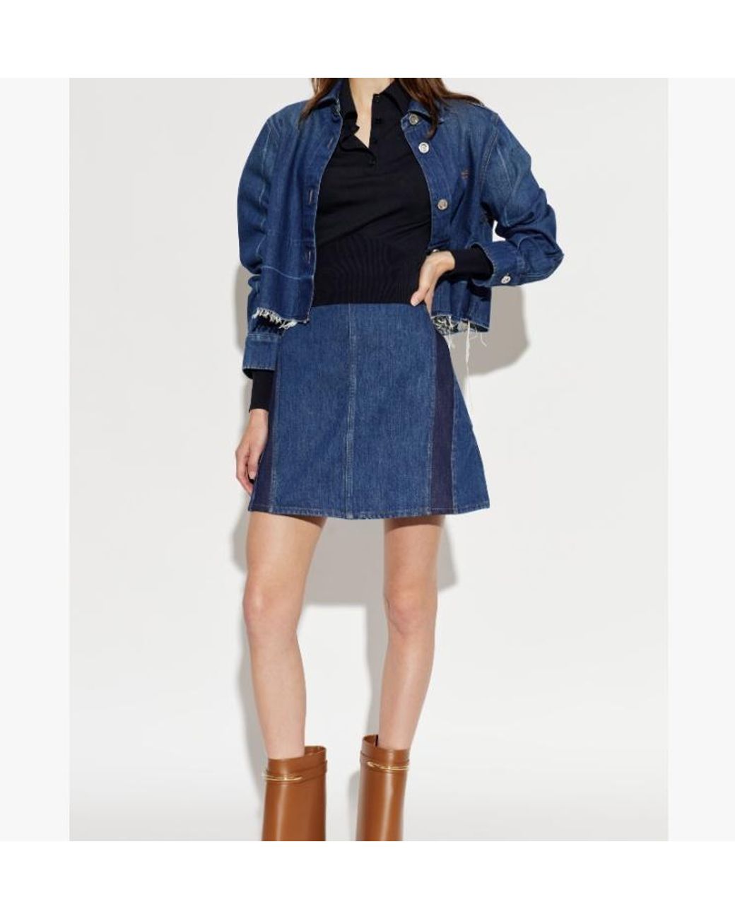 Givenchy Blue Fitted Long-Sleeve Polo Top