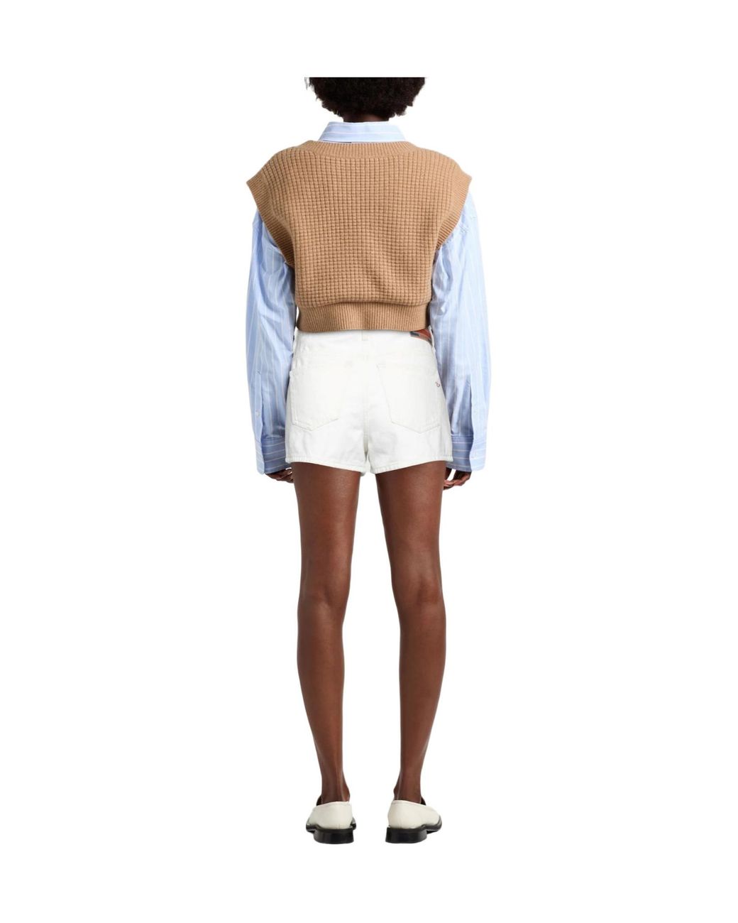 DIESEL White Multicoloured Denim Shorts