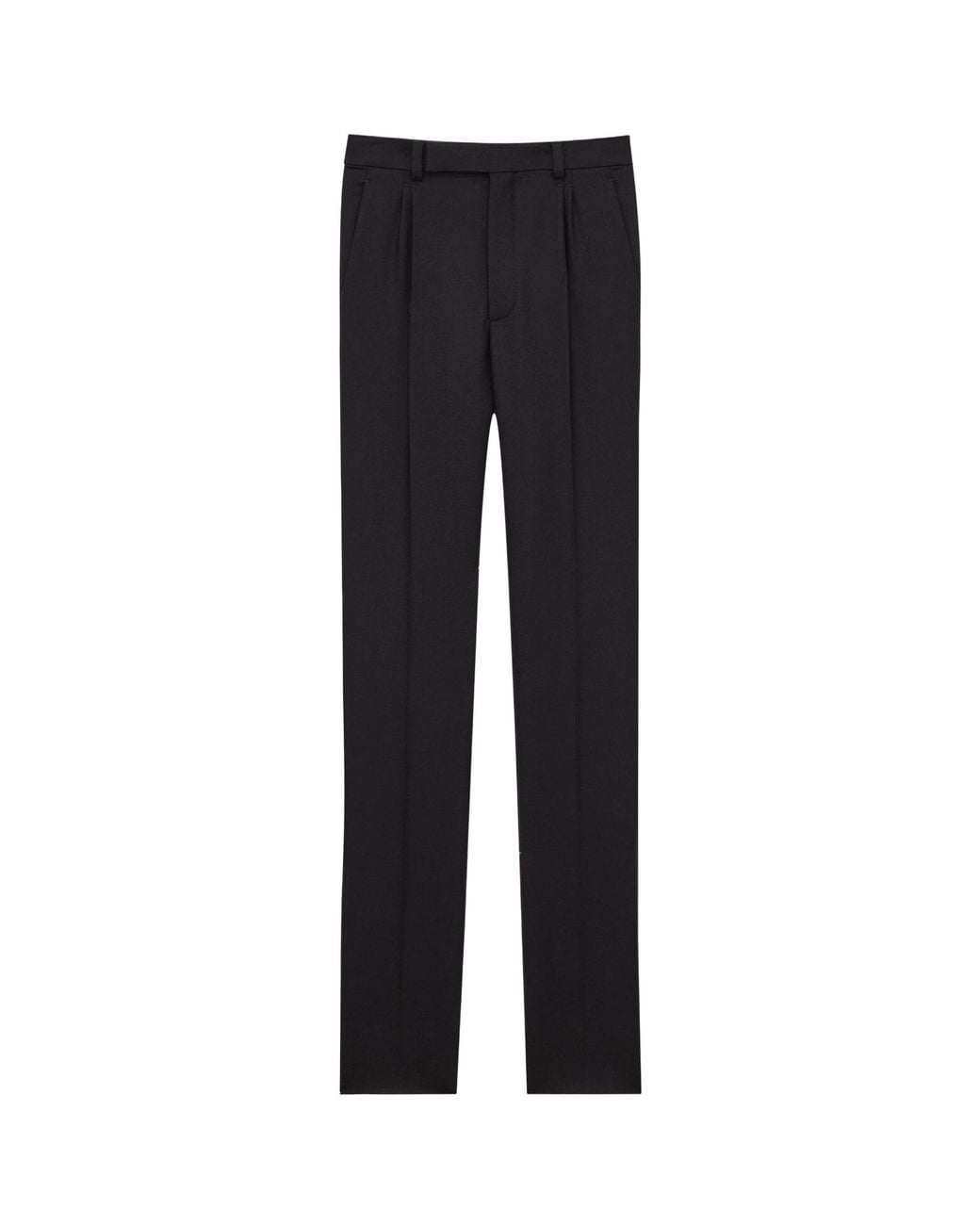 Saint Laurent Black Pleated Wool Trousers for men