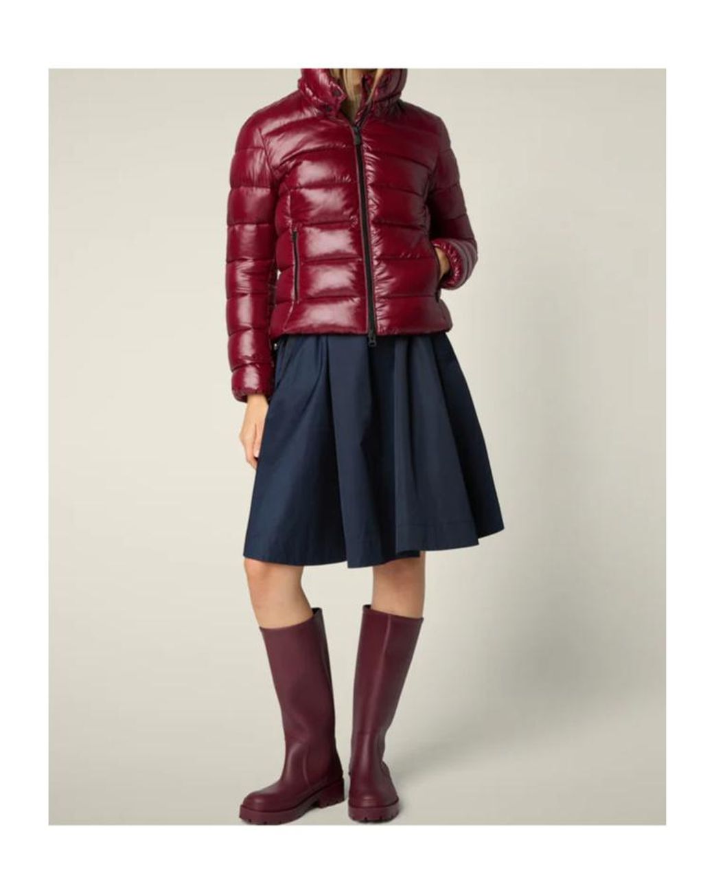 Save The Duck Red Logo Patch Padded Jacket