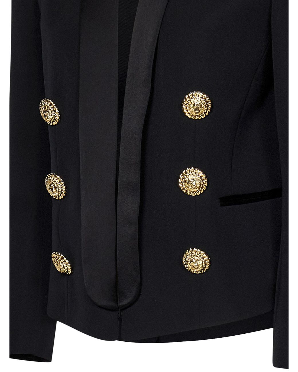 Balmain Black Wool Cropped Blazer