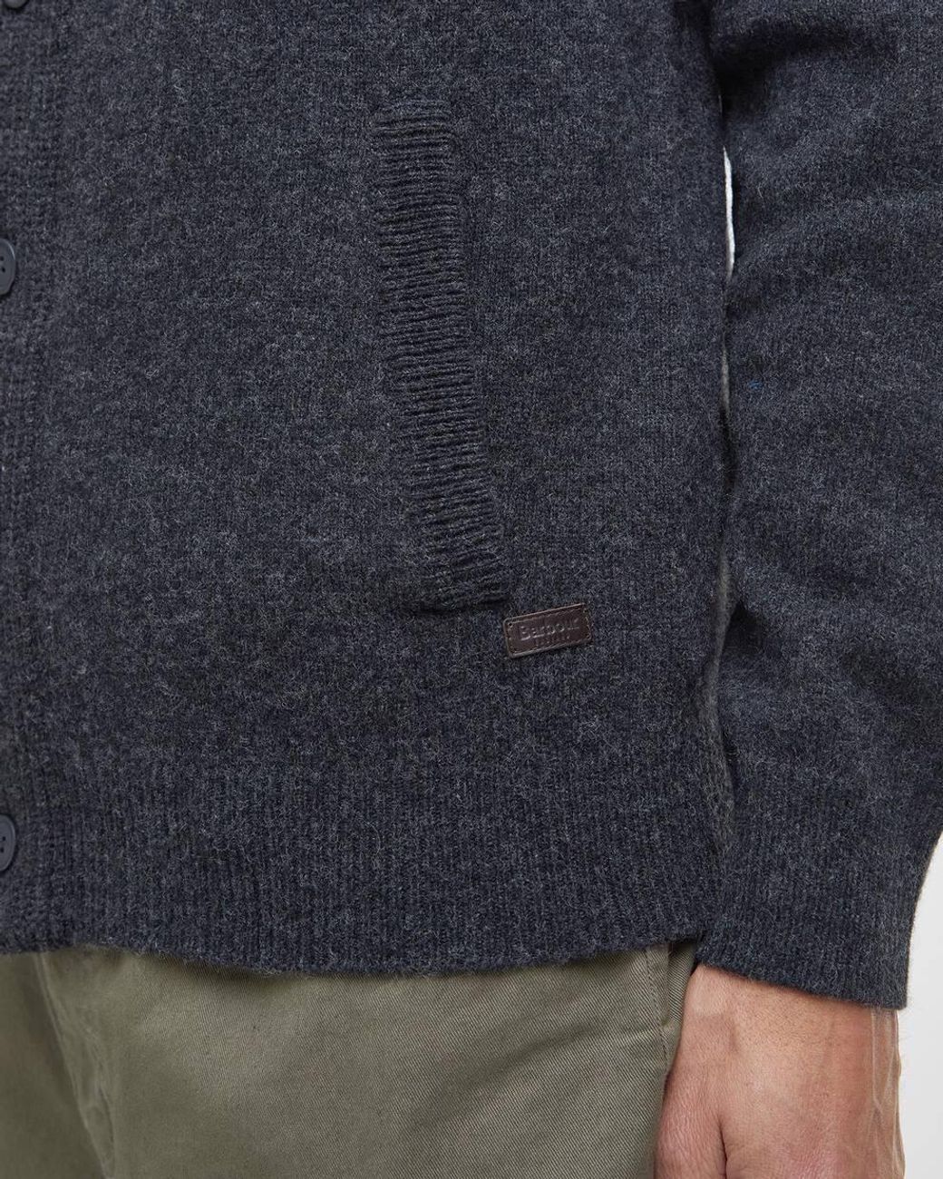 Barbour Blue Essential Elbow-Patch Cardigan for men