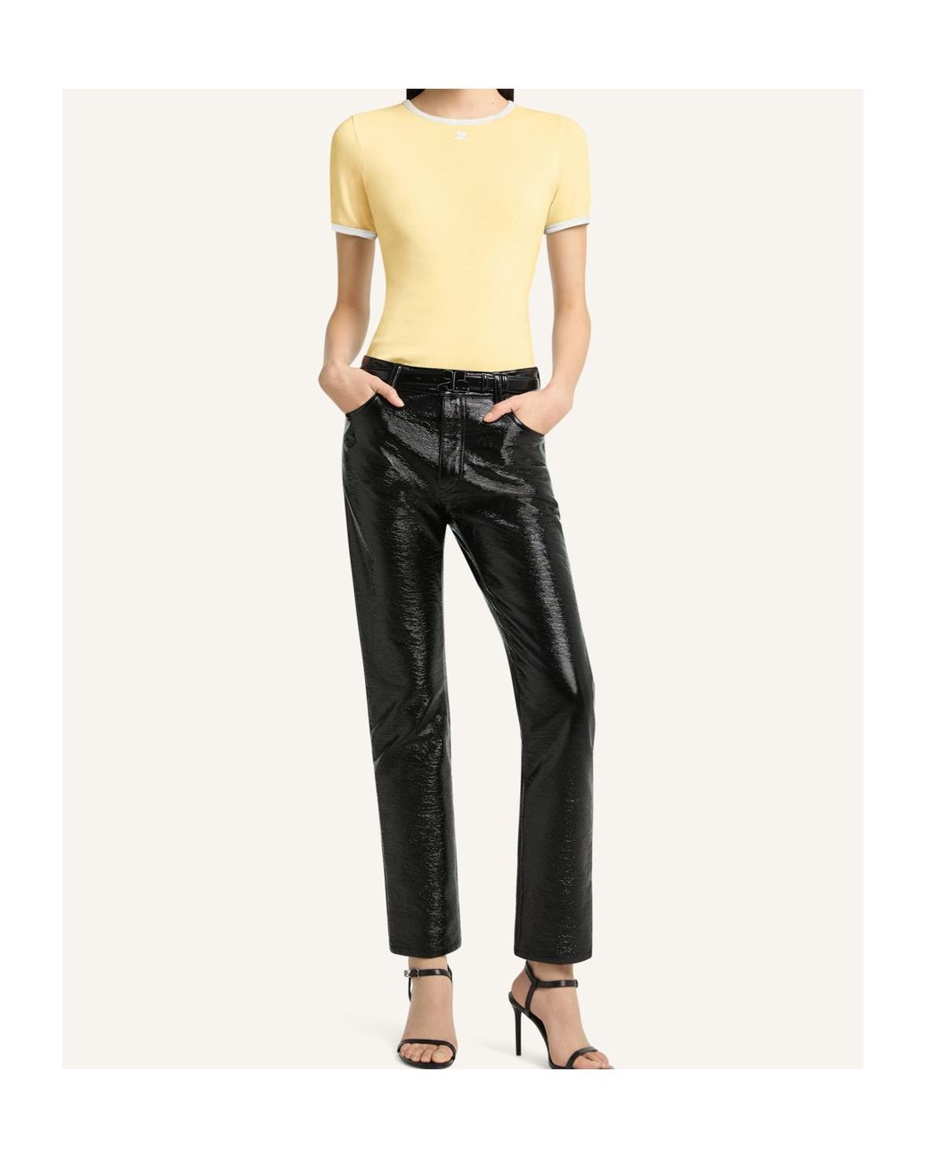 Courreges Yellow Courrèges Logo Embroidered Ribbed Top