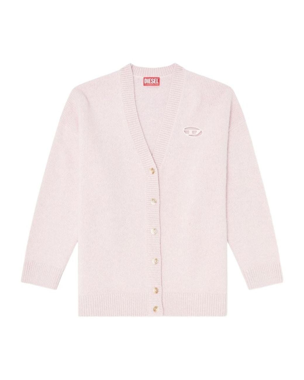 DIESEL Pink M-Areela Oval D Logo Cardigan