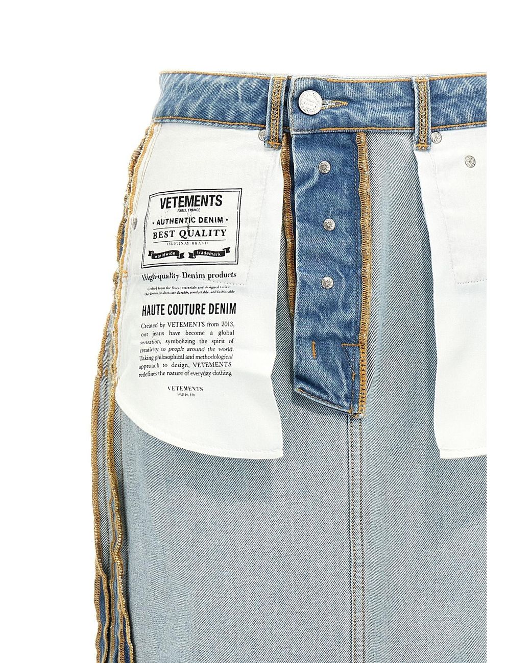 Vetements Blue Inside-Out Denim Midi Skirt