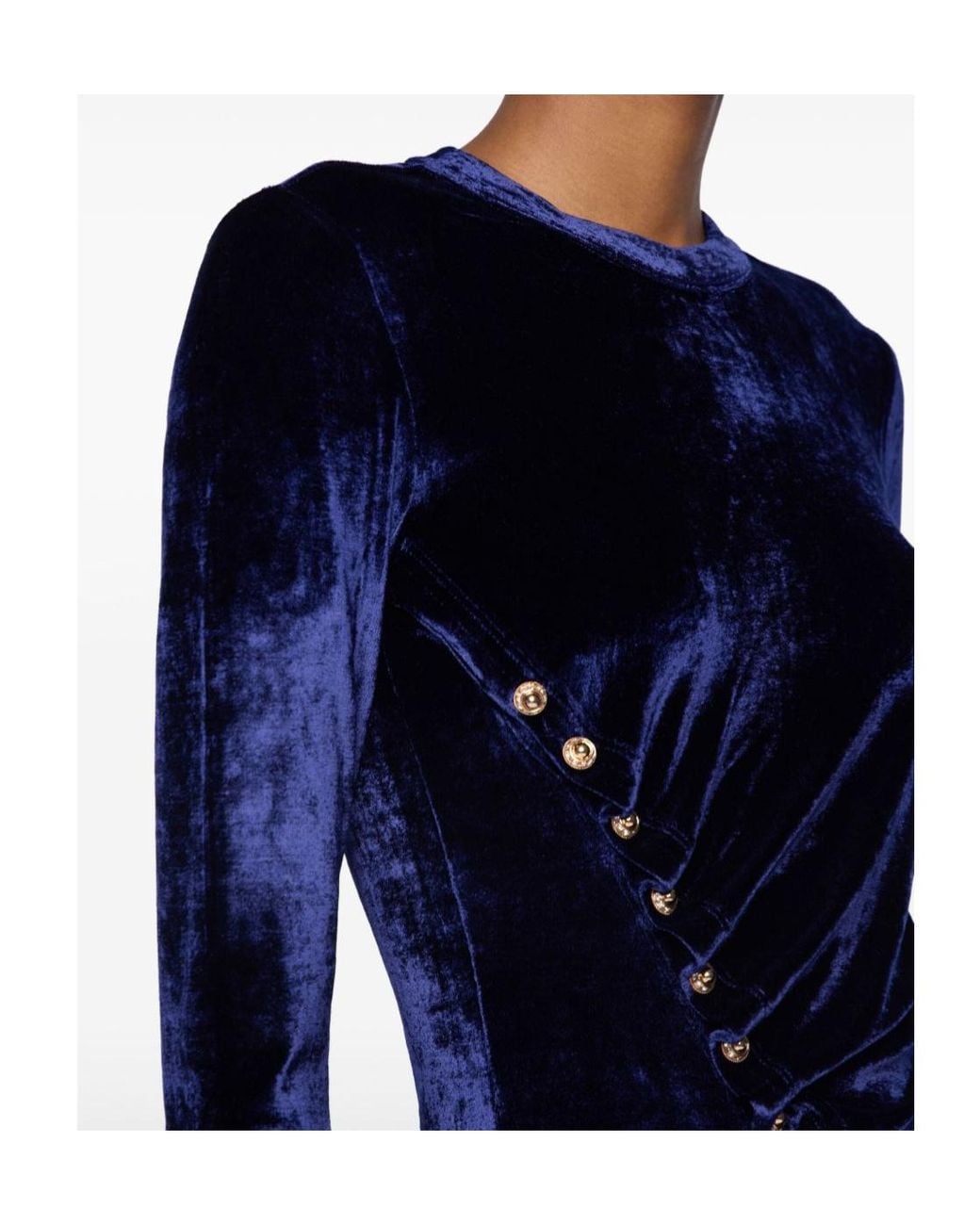 Rabanne Blue Draped Velvet Top