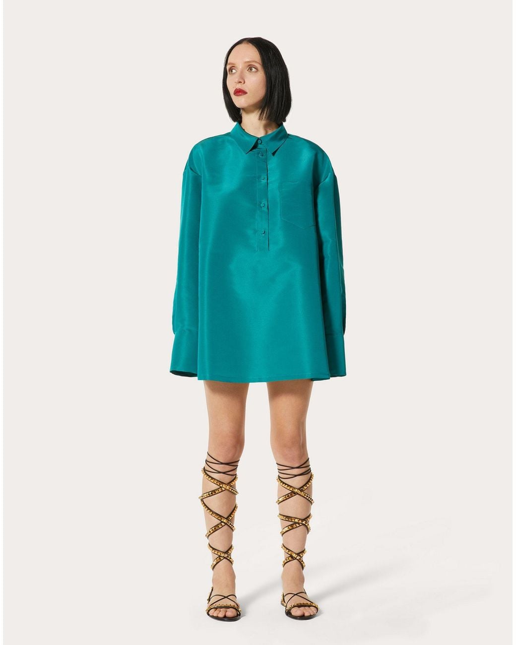 Valentino Blue Long-Sleeve Button-Up Shirt
