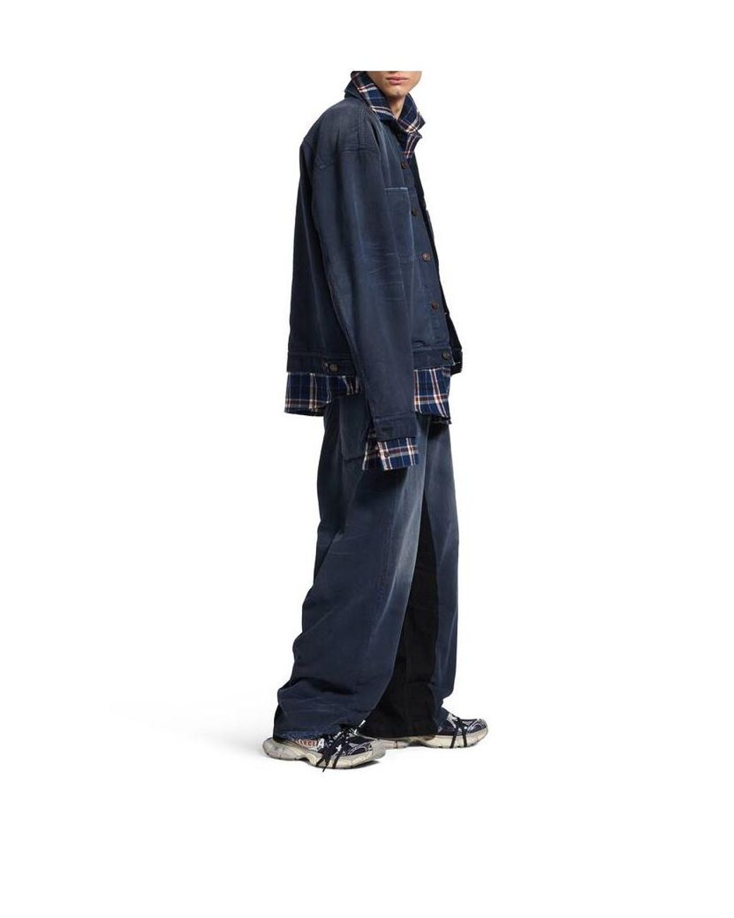 Balenciaga Blue Patched Shirt Jacket for men
