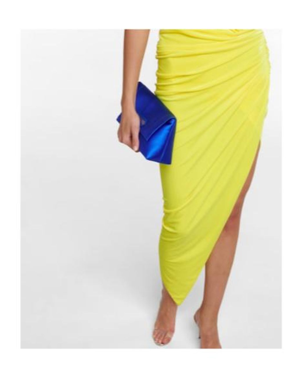 Alexandre Vauthier Yellow Ruched Halterneck Midi Dress