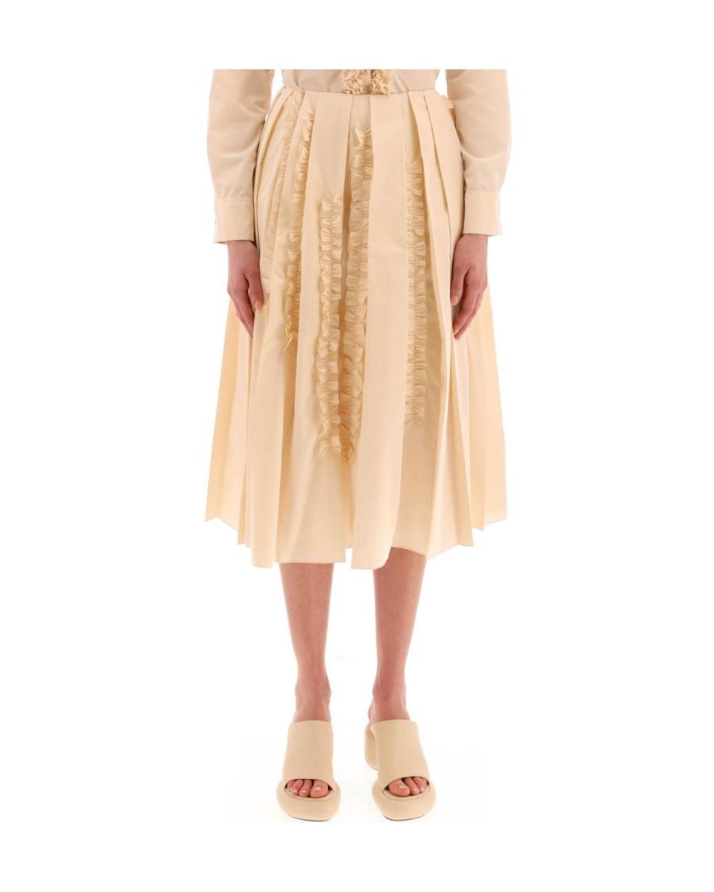 Jil Sander Natural Pleated Skirt