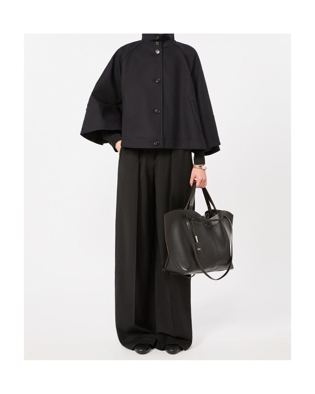 Max Mara Black Double Nappa-Leather Shopper Bag