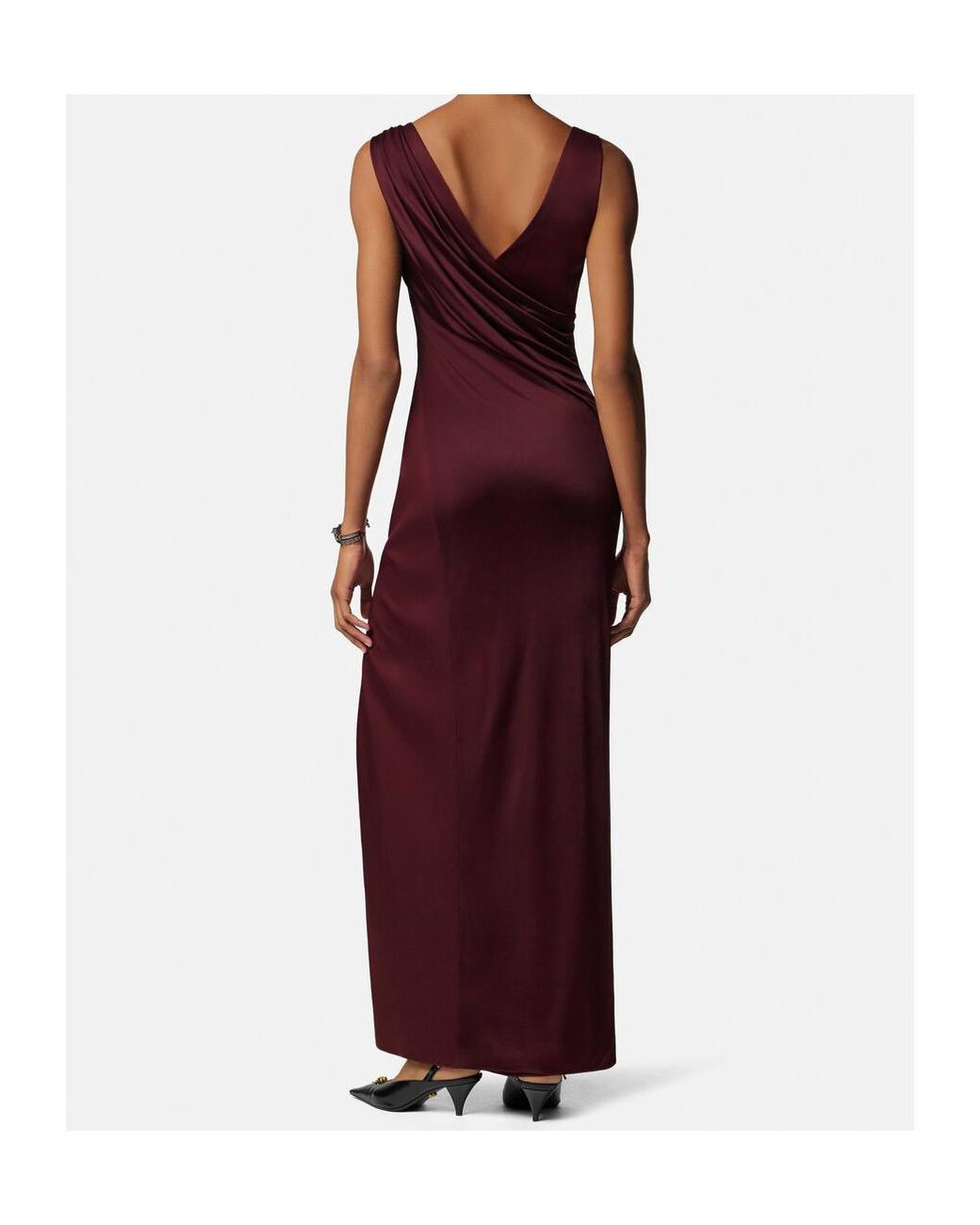 Versace Purple Draped Sleeveless Gown