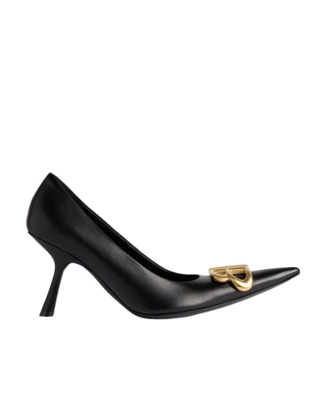 Balenciaga Black Logo Plaque Pointed-Toe Heels