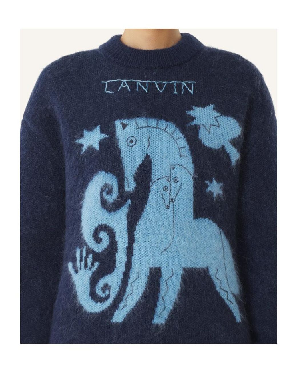 Lanvin Blue Horse Jacquard Jumper for men