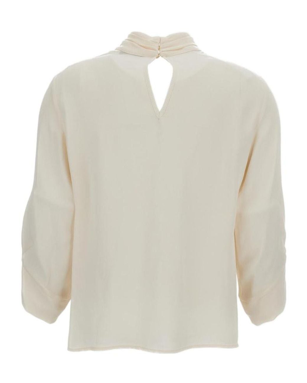 Elisabetta Franchi White Tie-Neck Blouse