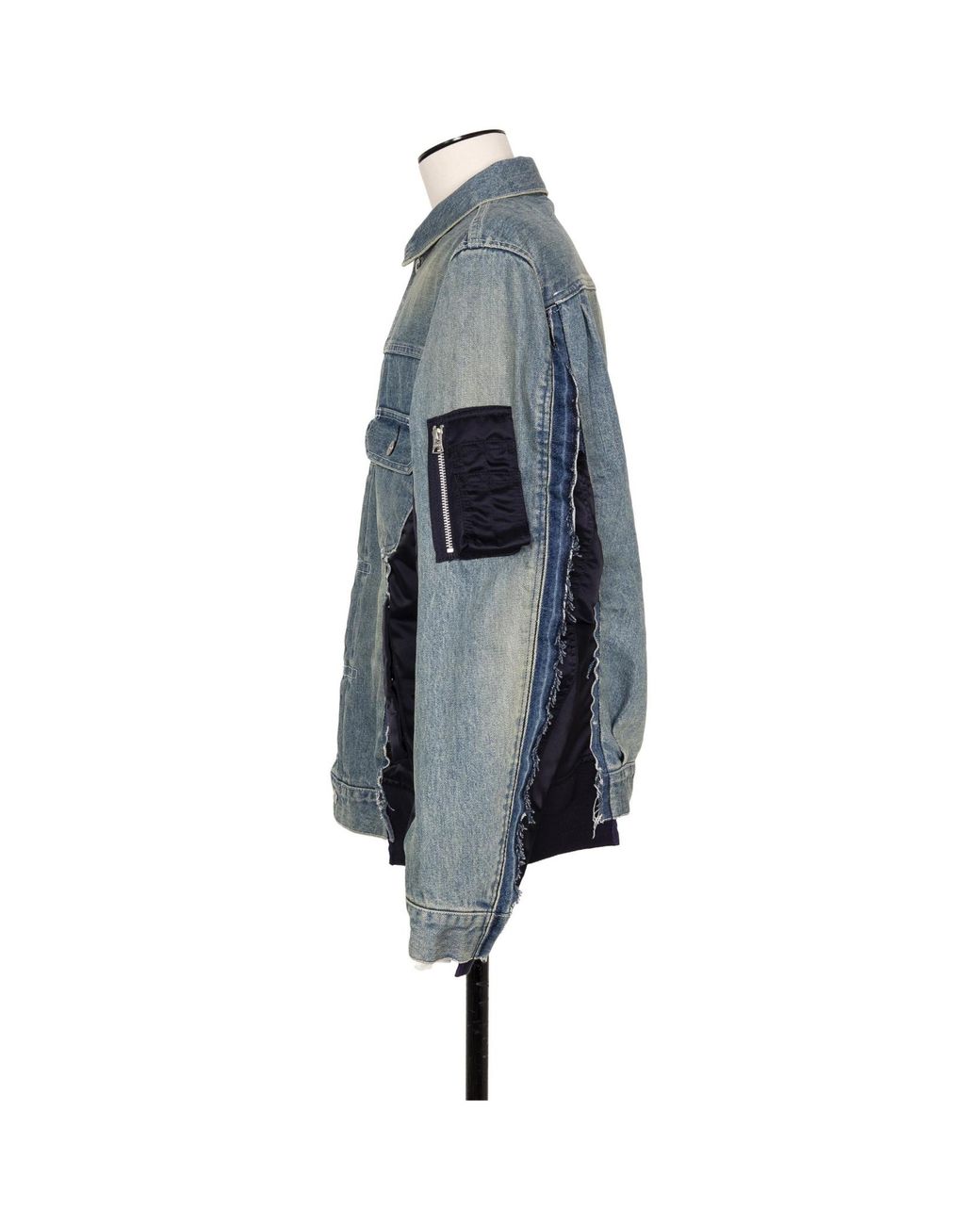 Sacai Blue Panelled Denim Jacket for men