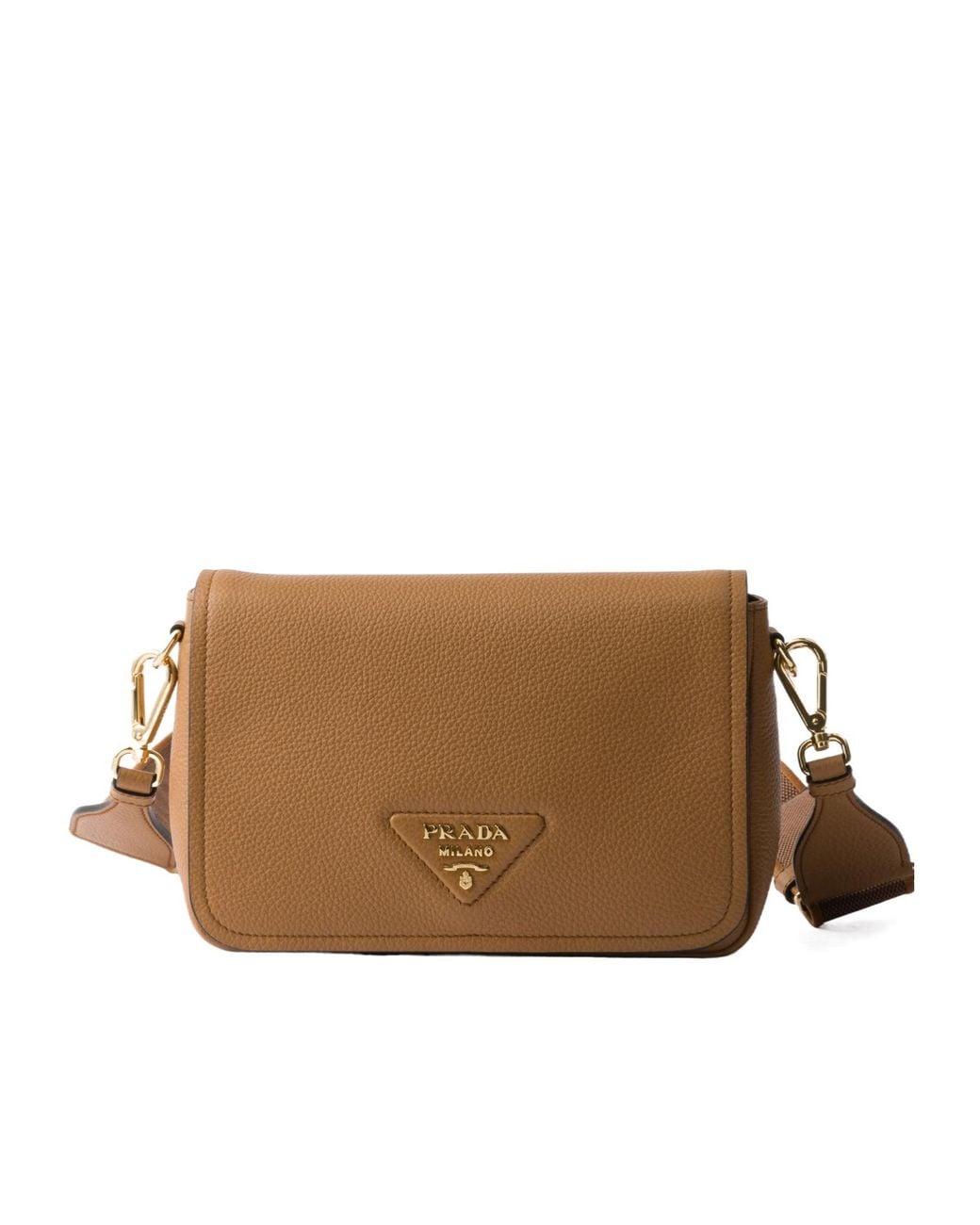 Prada Brown Pattina Flap Shoulder Bag