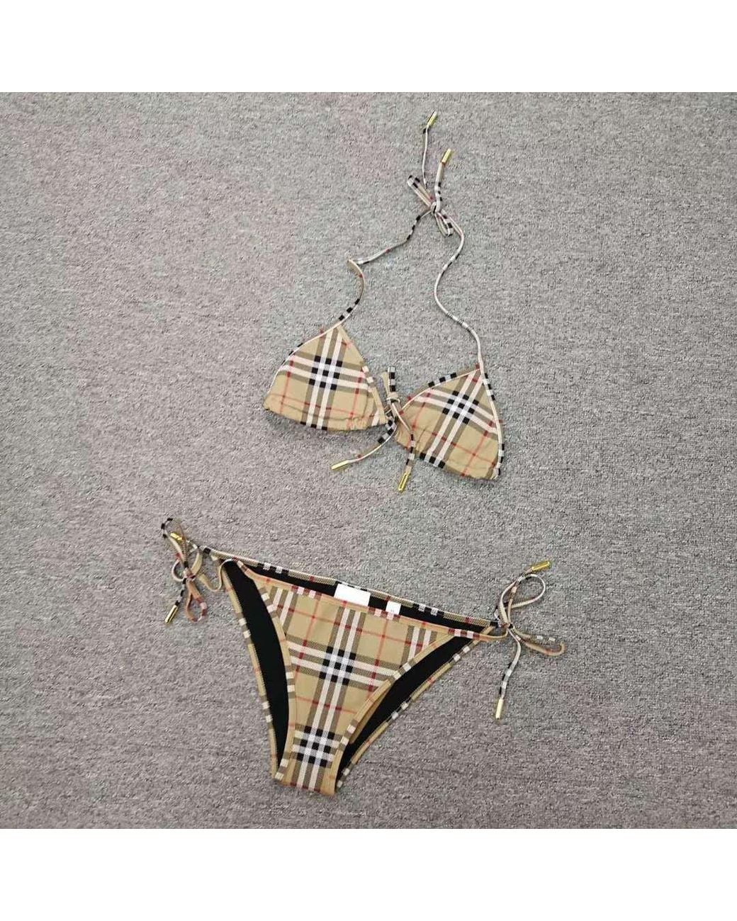 Burberry White Vintage Check Bikini Set