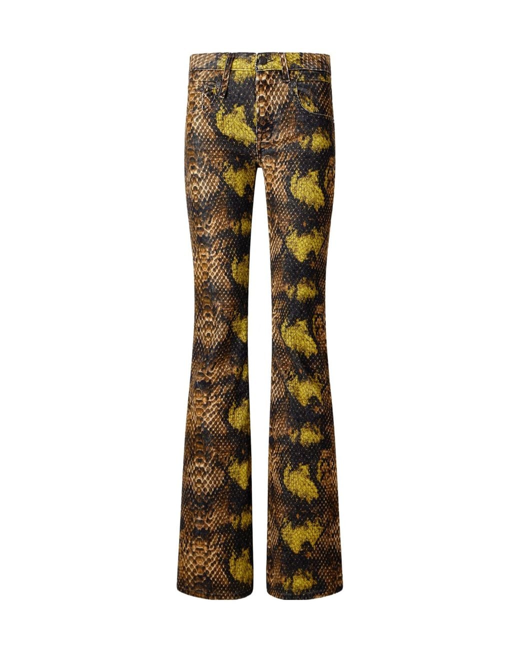 R13 Multicolor Snake-Patterned Corduroy Wide-Leg Pants