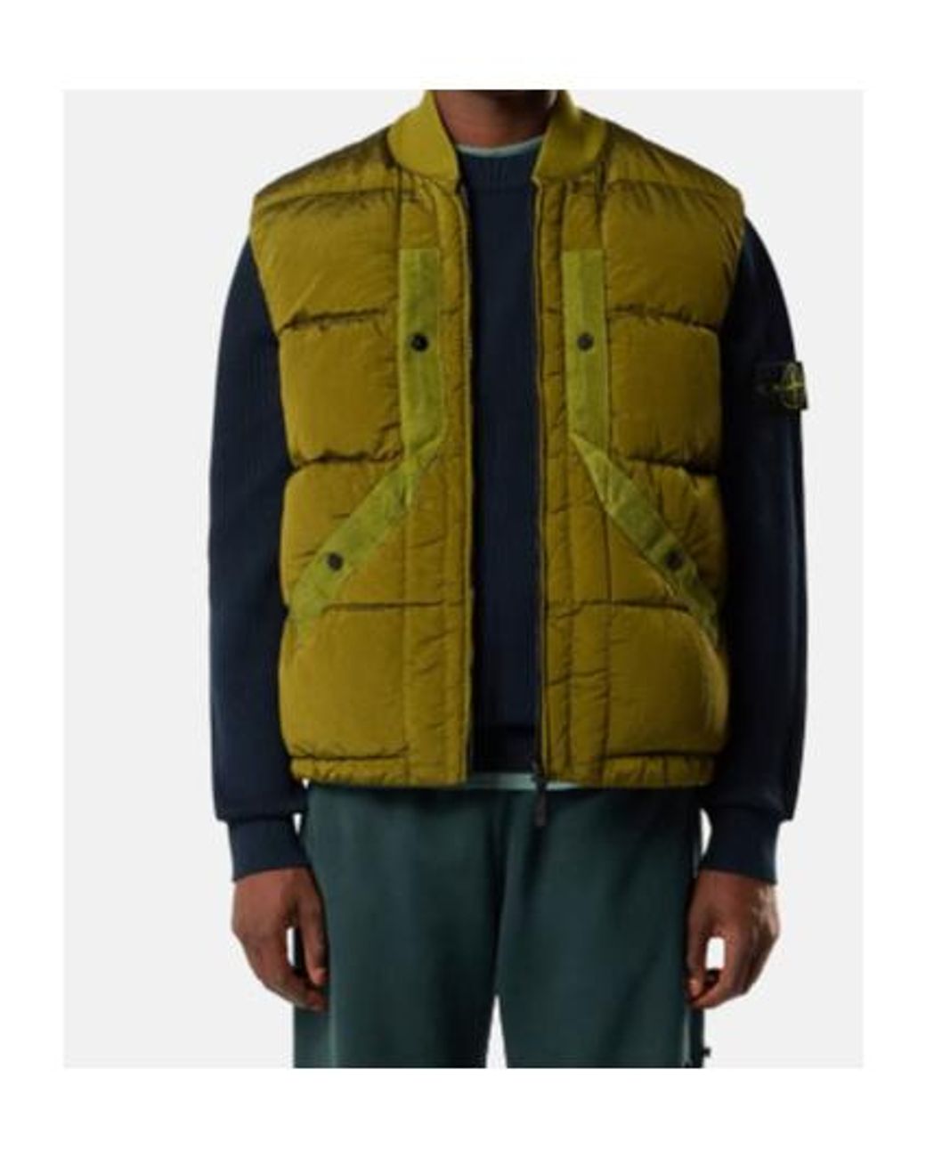 Stone Island Green Zipped Quilted Vest for men