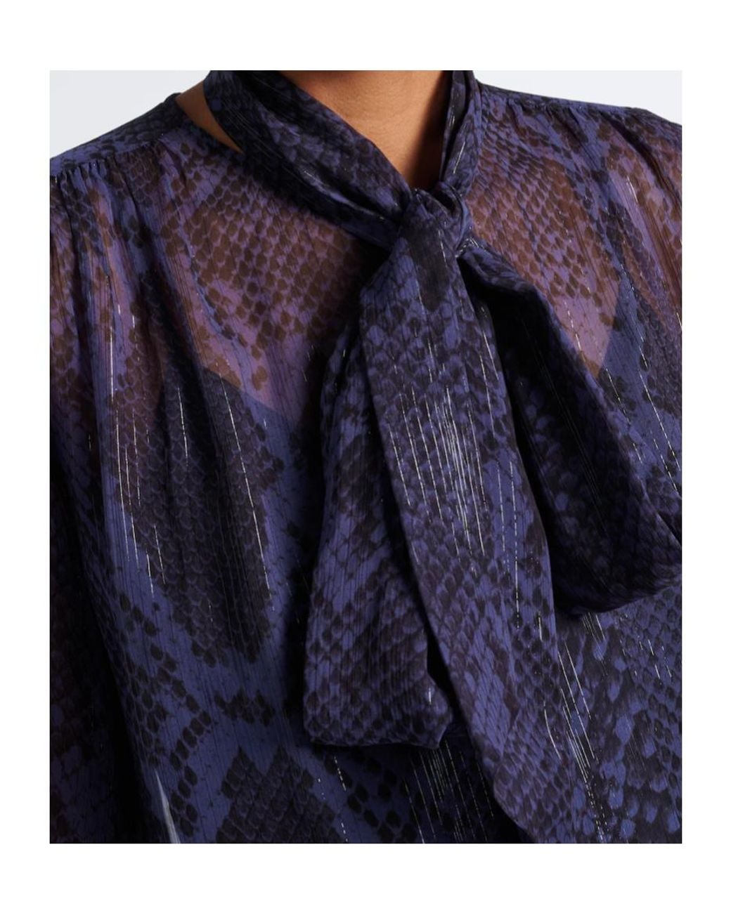 Joseph Blue Sally Chiffon Bow-Tie Blouse