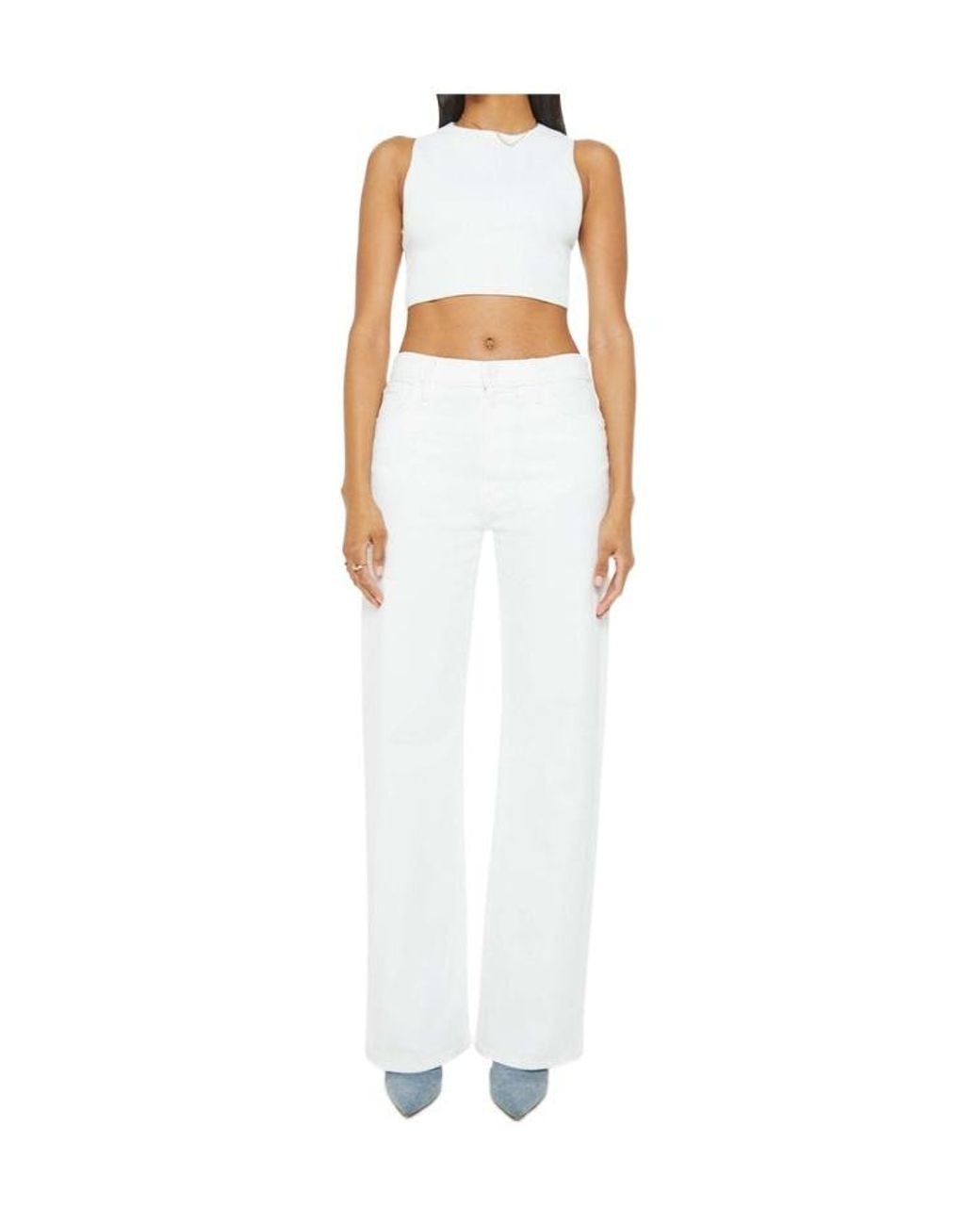Mother White The Dodger Sneak Jeans