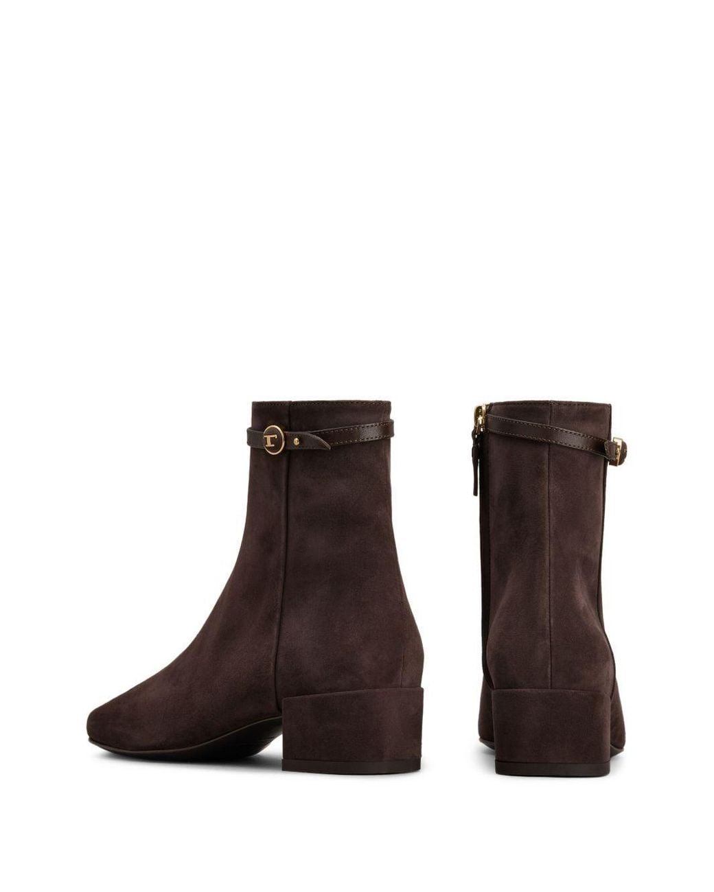 Tod's Brown Logo Plaque Ankle Boots