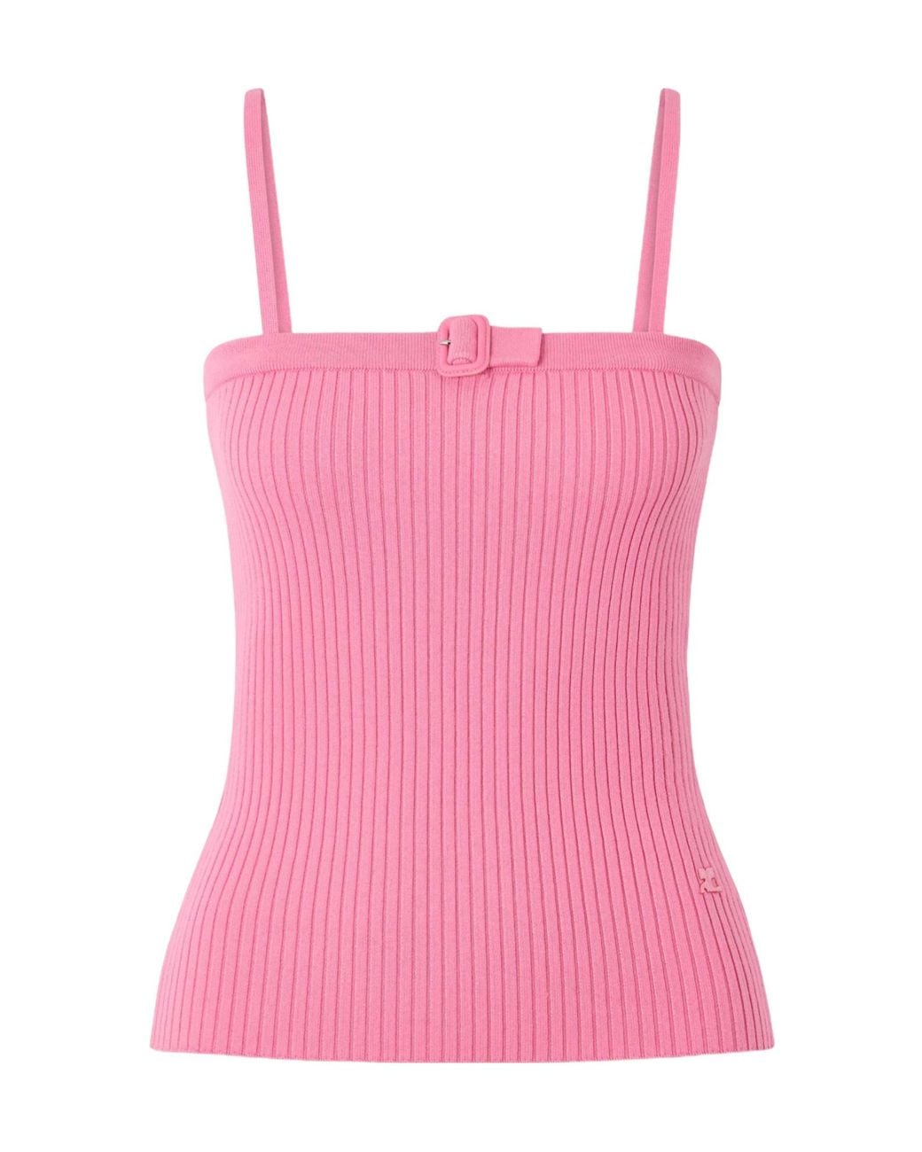 Courreges Pink Buckled Ribbed-Knit Tank