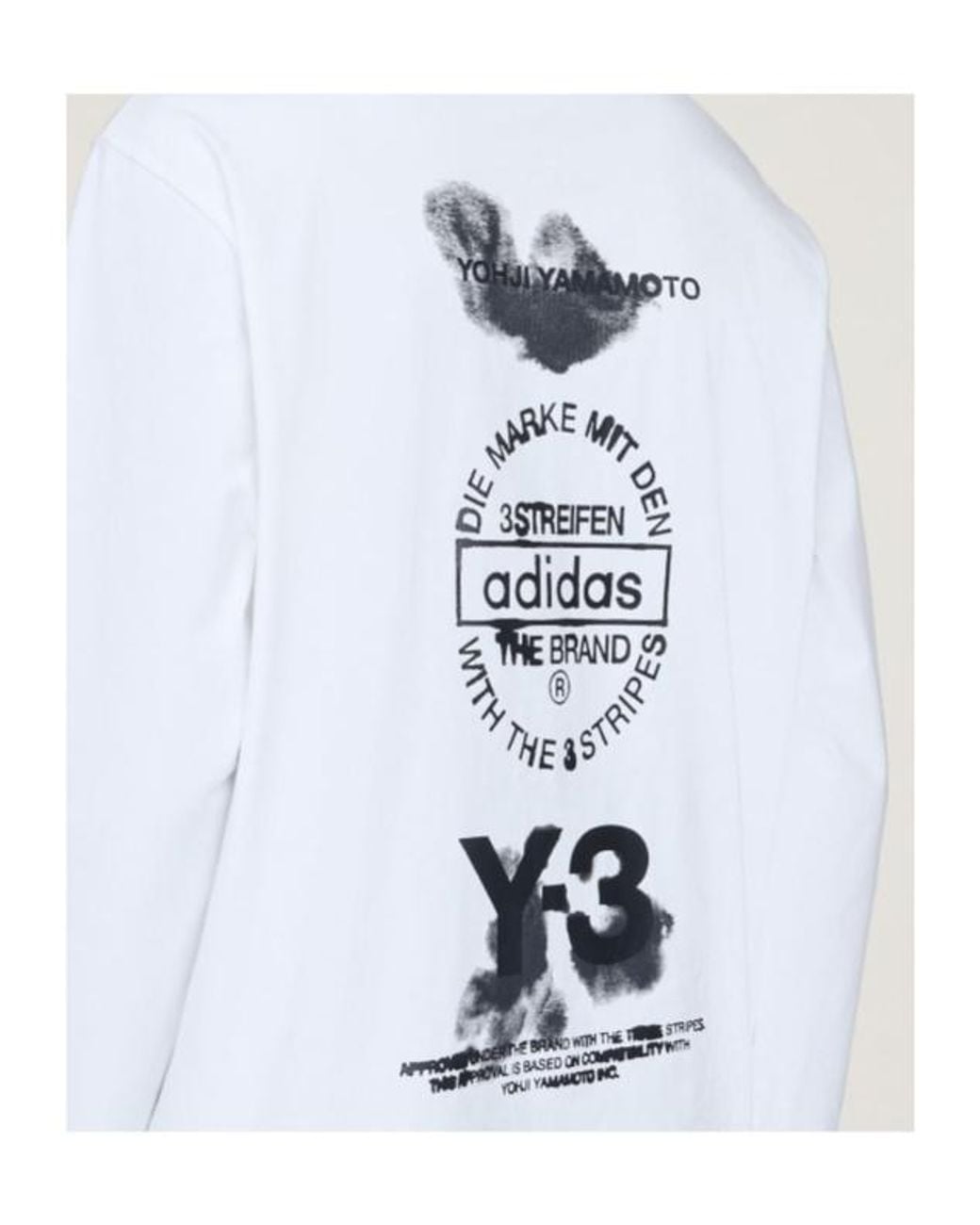 Y-3 White Pattern-Printed Long-Sleeved T-Shirt for men