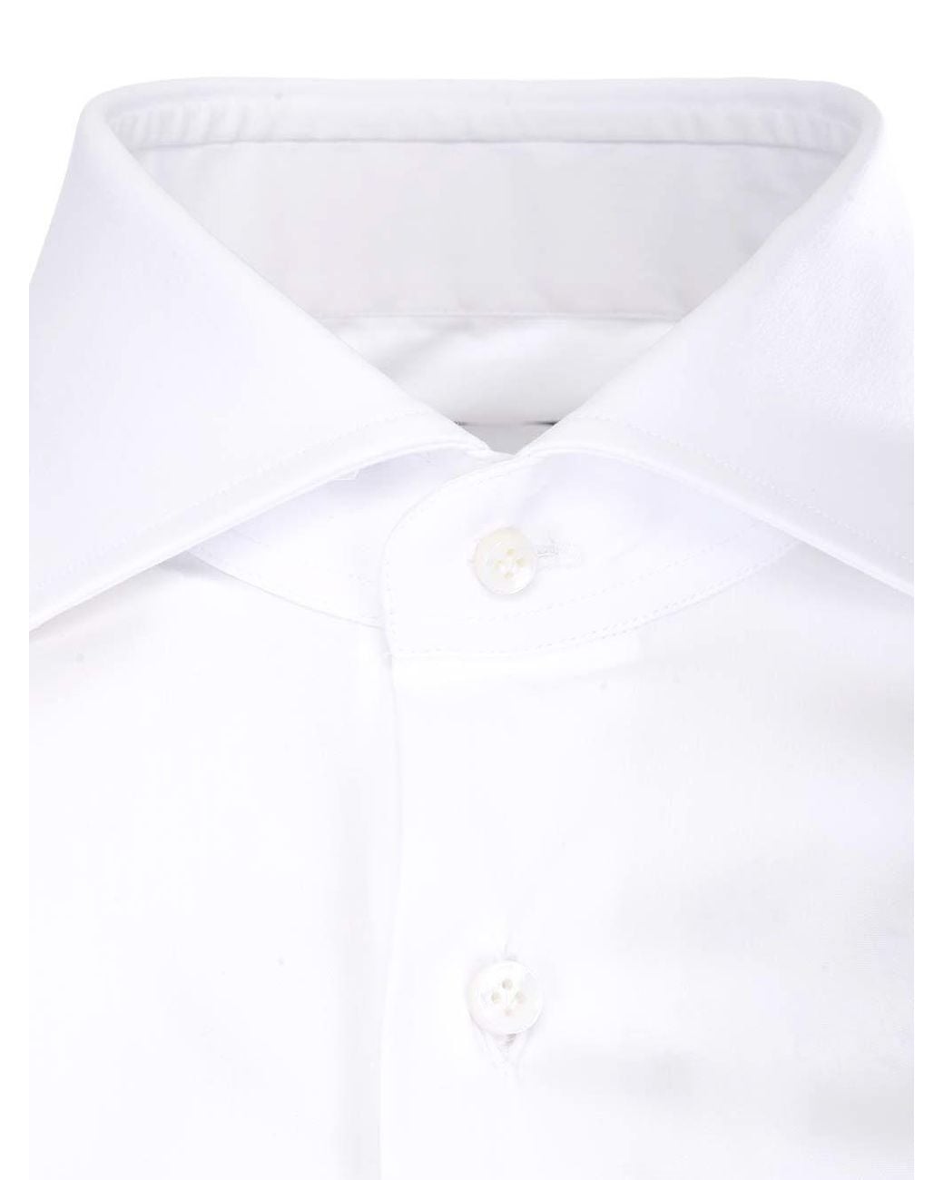 Barba Napoli White Curved Hem Tailored Shirt for men