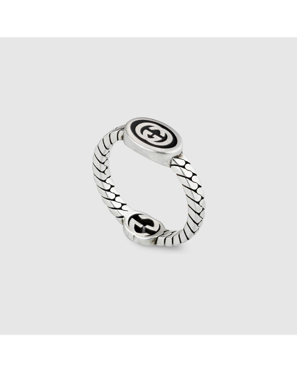 Gucci White Thin Interlocking G Ring