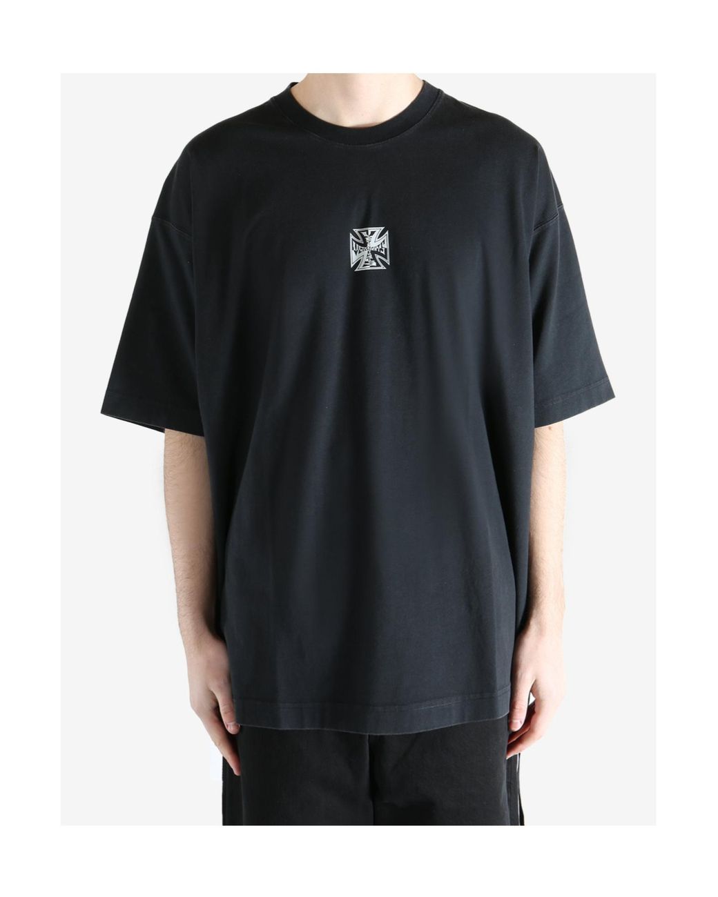 Vetements Black Crew Neck Short-Sleeved T-Shirt for men
