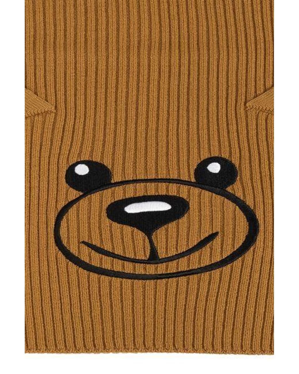 Moschino Natural Bear Embroidered Knitted Scarf for men