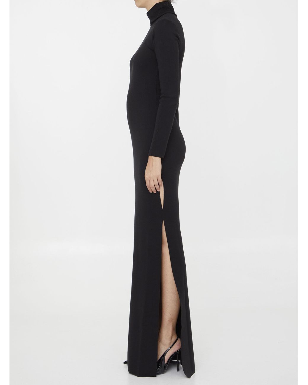 Saint Laurent Black Long Turtleneck Dress