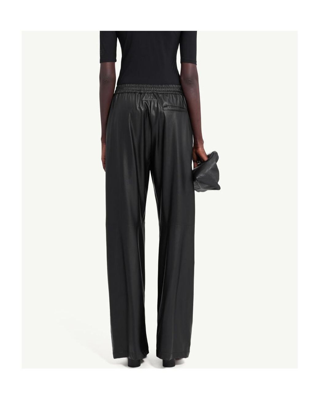 MM6 by Maison Margiela Black Elasticated-Waist Wide Leg Trousers