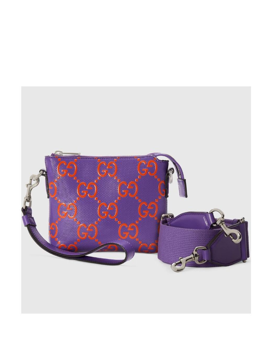 Gucci Purple Printed Embossed Small Shoulder Bag for men
