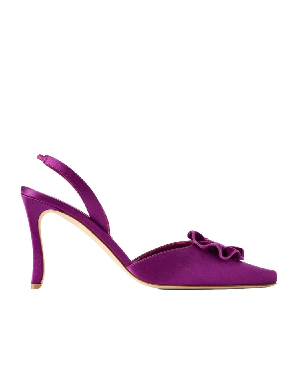 Manolo Blahnik Purple Satin High Heels