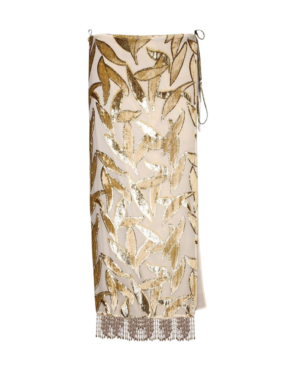 Roberto Cavalli Natural Beaded Fringe Skirt
