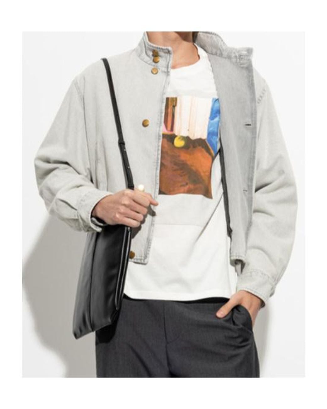 Jil Sander White Long-Sleeve Stand-Collar Jacket for men