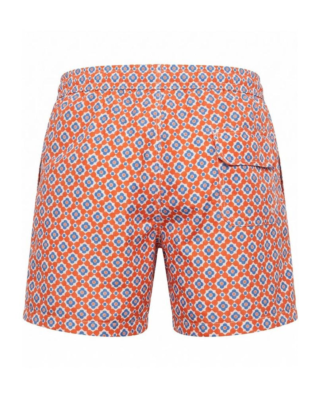 Fedeli Red Madeira Geometric-Print Swim Shorts for men