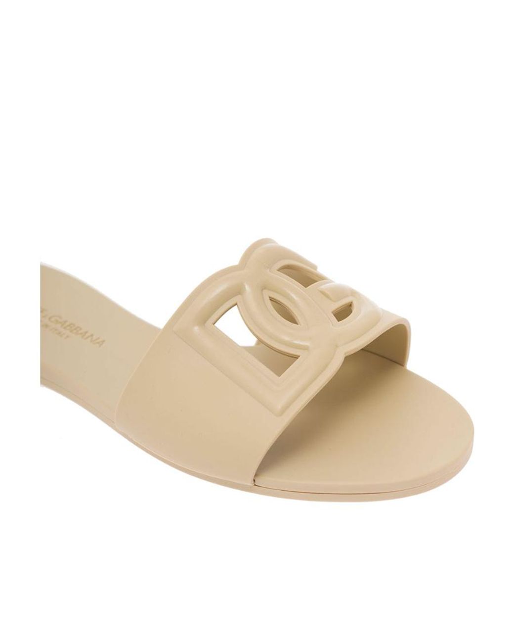 Dolce & Gabbana Natural Logo Cut-Out Open-Toe Slides
