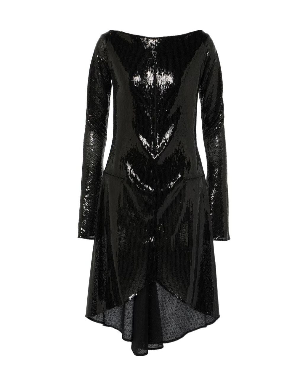 Courreges Black Ellipse Sequined Cutout Midi Dress