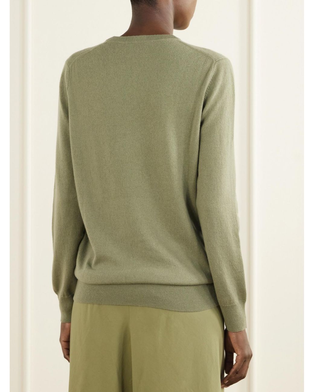 Allude Green Wool And Cashmere-Blend Sweater