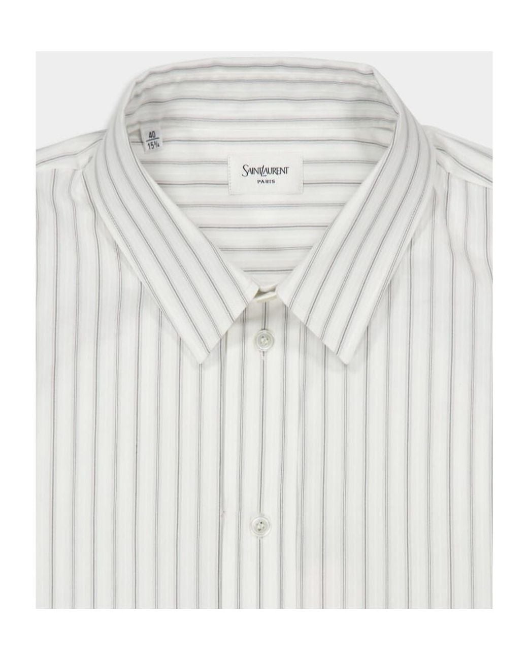 Saint Laurent White Cassandre Button-Up Striped Shirt for men